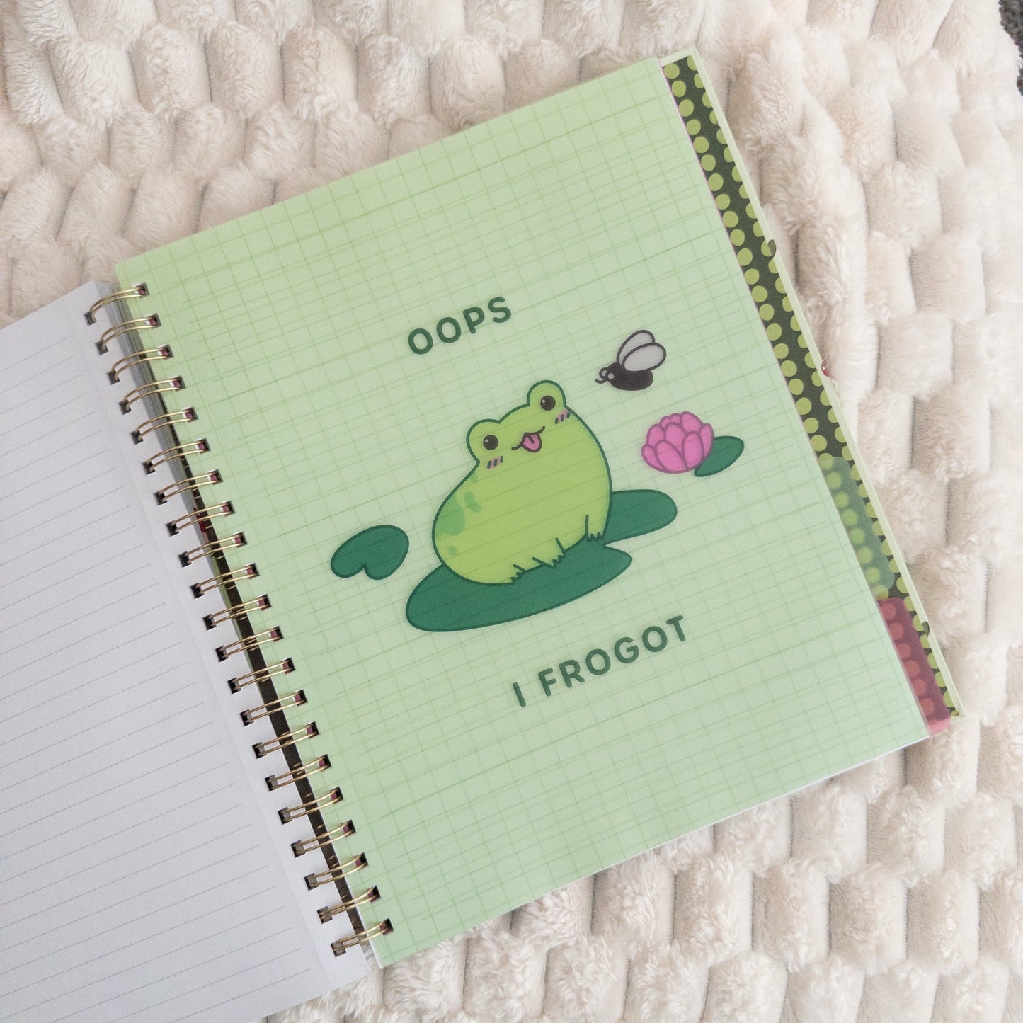 Frog and Mushroom Themed Lined Paper Spiral Notebook Journal Hardcover