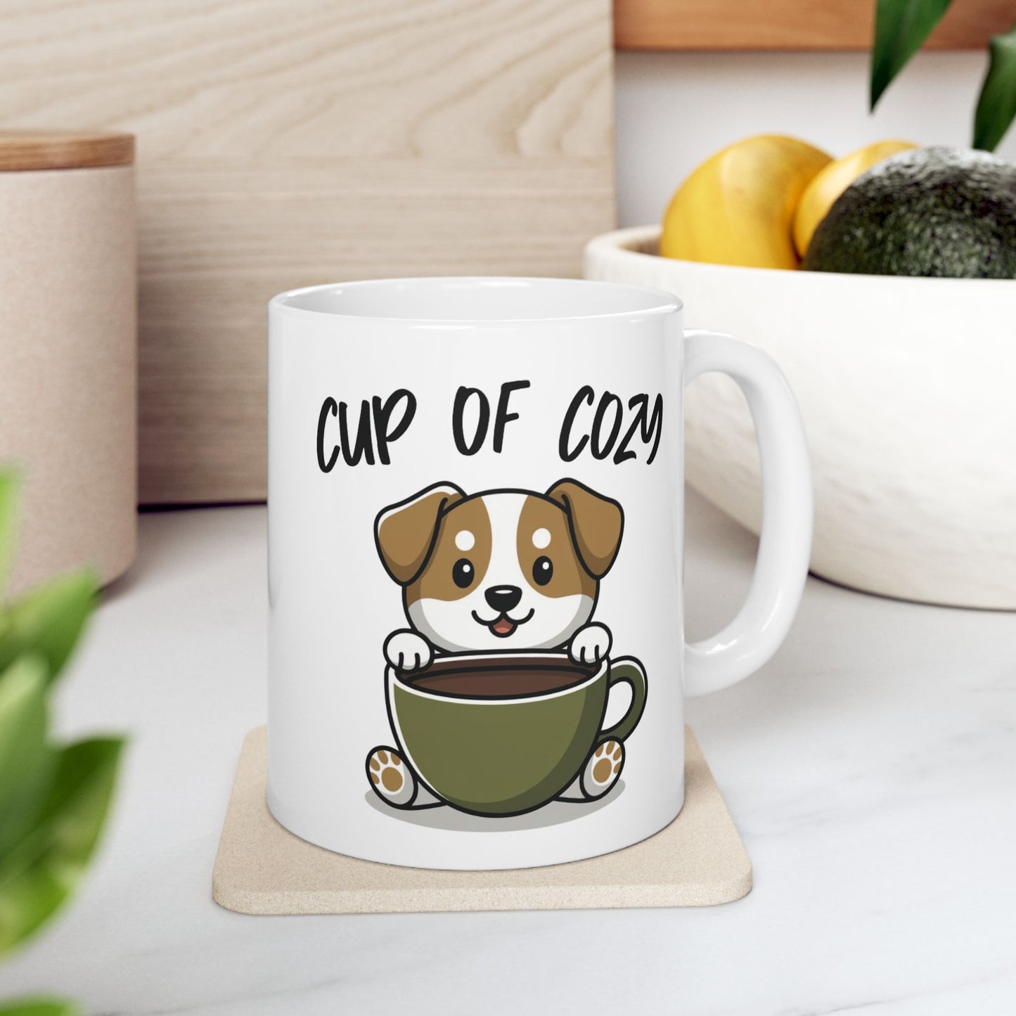 Cup of Cozy Ceramic Coffee Mug, Gift For Coffee and Pet Lovers