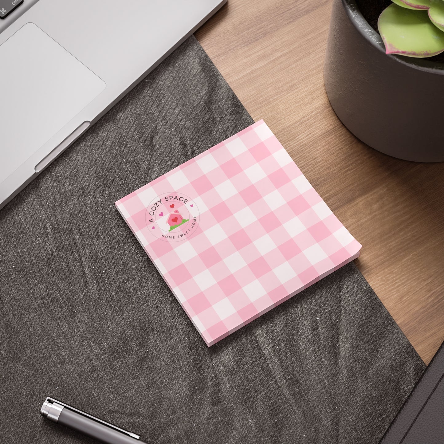 A Cozy Space Home Sweet Home Note Pads in Pink Gingham