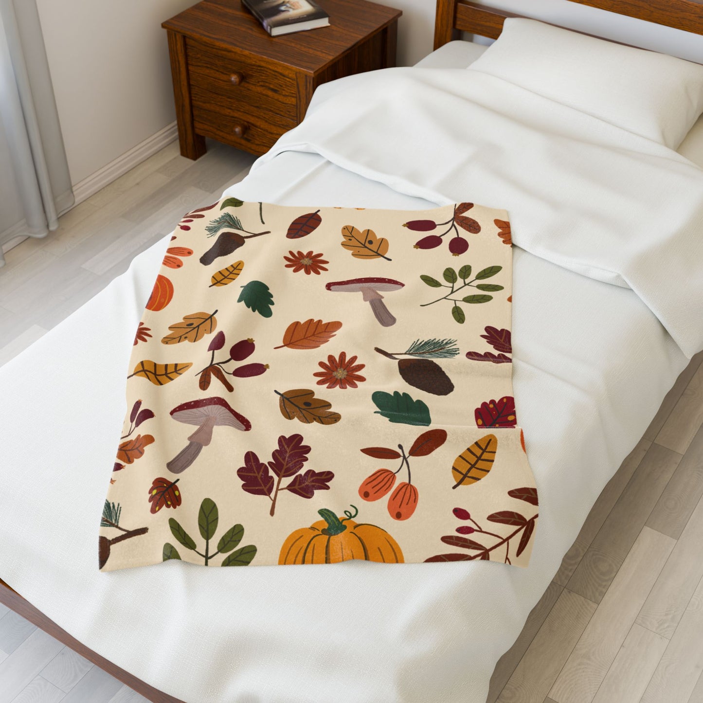 Cozy Fall Velveteen Plush Blanket, Autumn Decor, Soft Throw, Seasonal Gift, Snuggle Blanket, Home Comfort