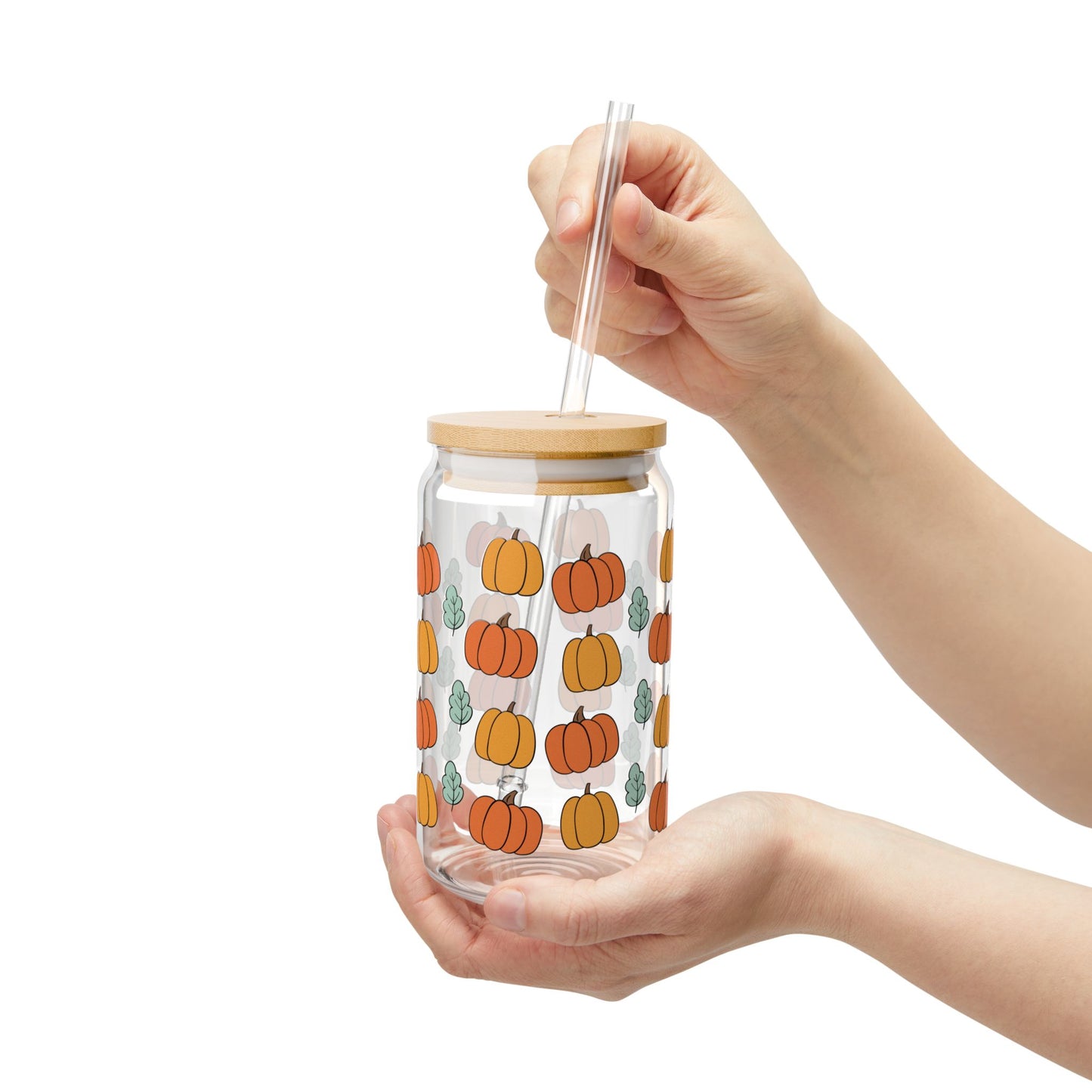 Pumpkin-Themed Sipper Glass Eco-Friendly Jar