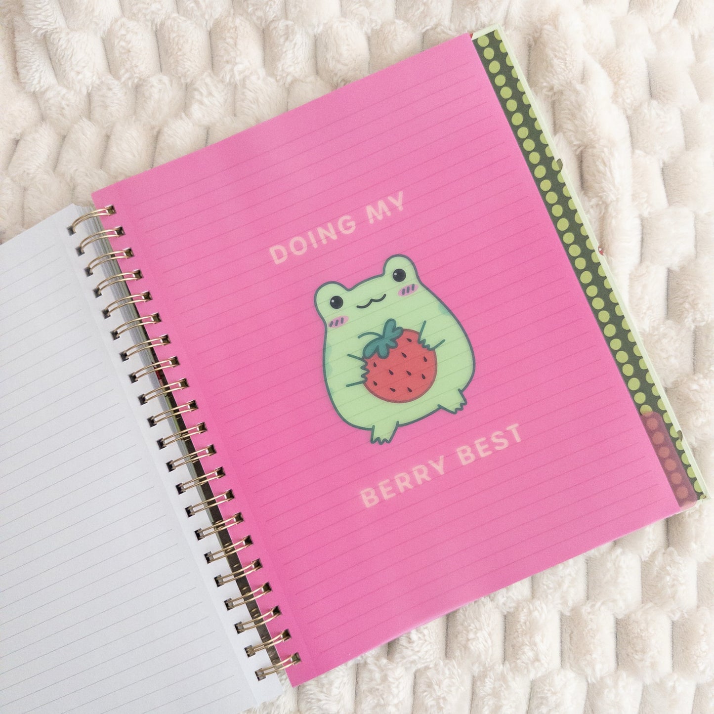 Frog and Mushroom Themed Lined Paper Spiral Notebook Journal Hardcover