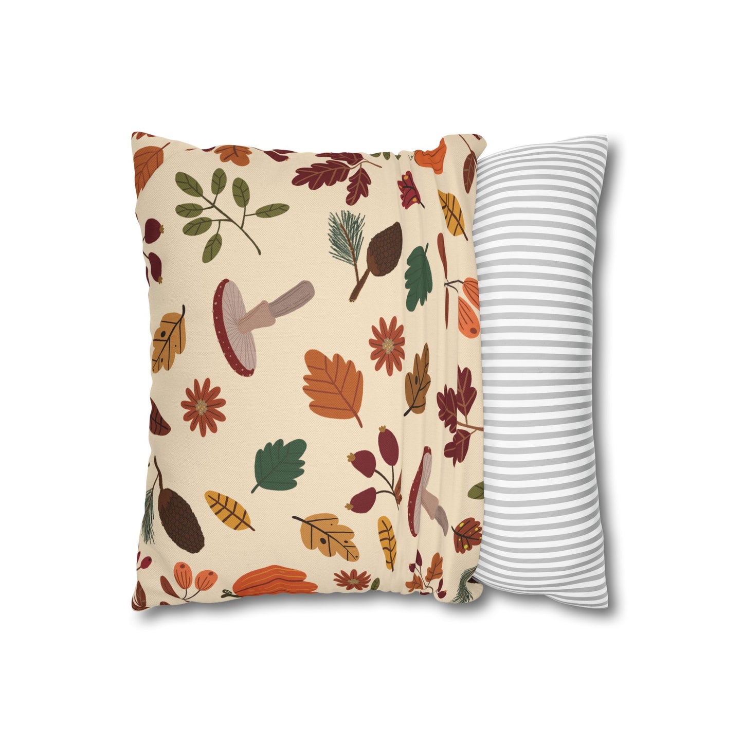 Autumn Leaves Pillowcase - Cozy Home Decor, Fall Accent, Throw Pillows, Seasonal Home Gift, Mushroom Design