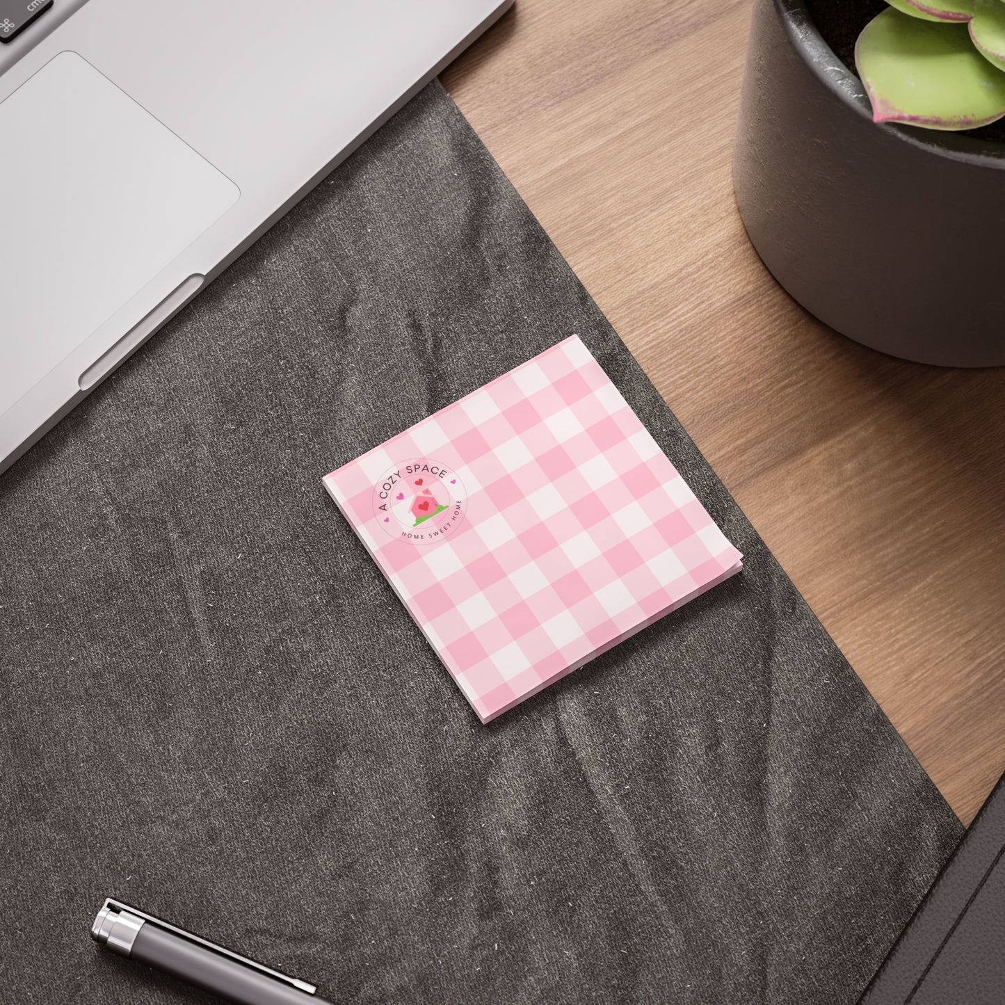 A Cozy Space Home Sweet Home Note Pads in Pink Gingham