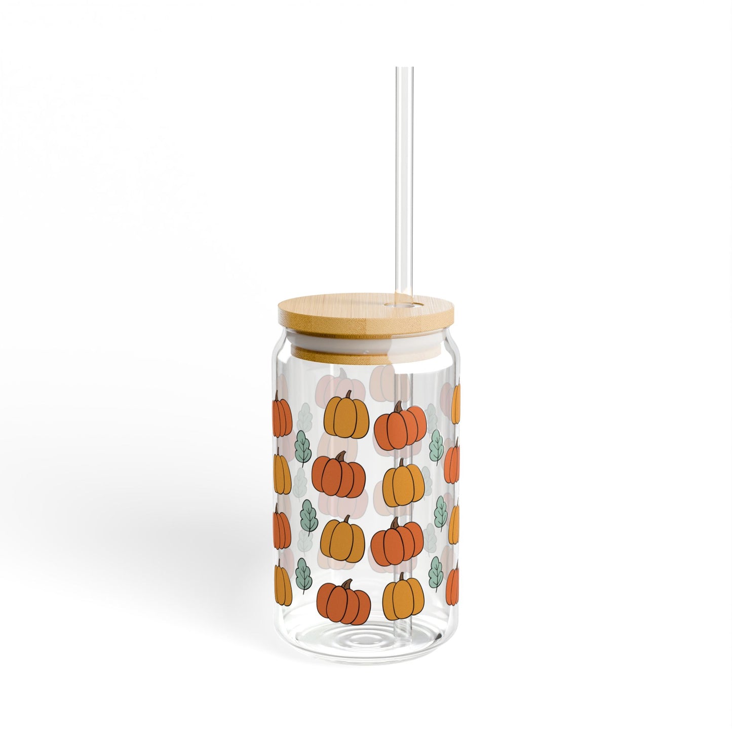 Pumpkin-Themed Sipper Glass Eco-Friendly Jar