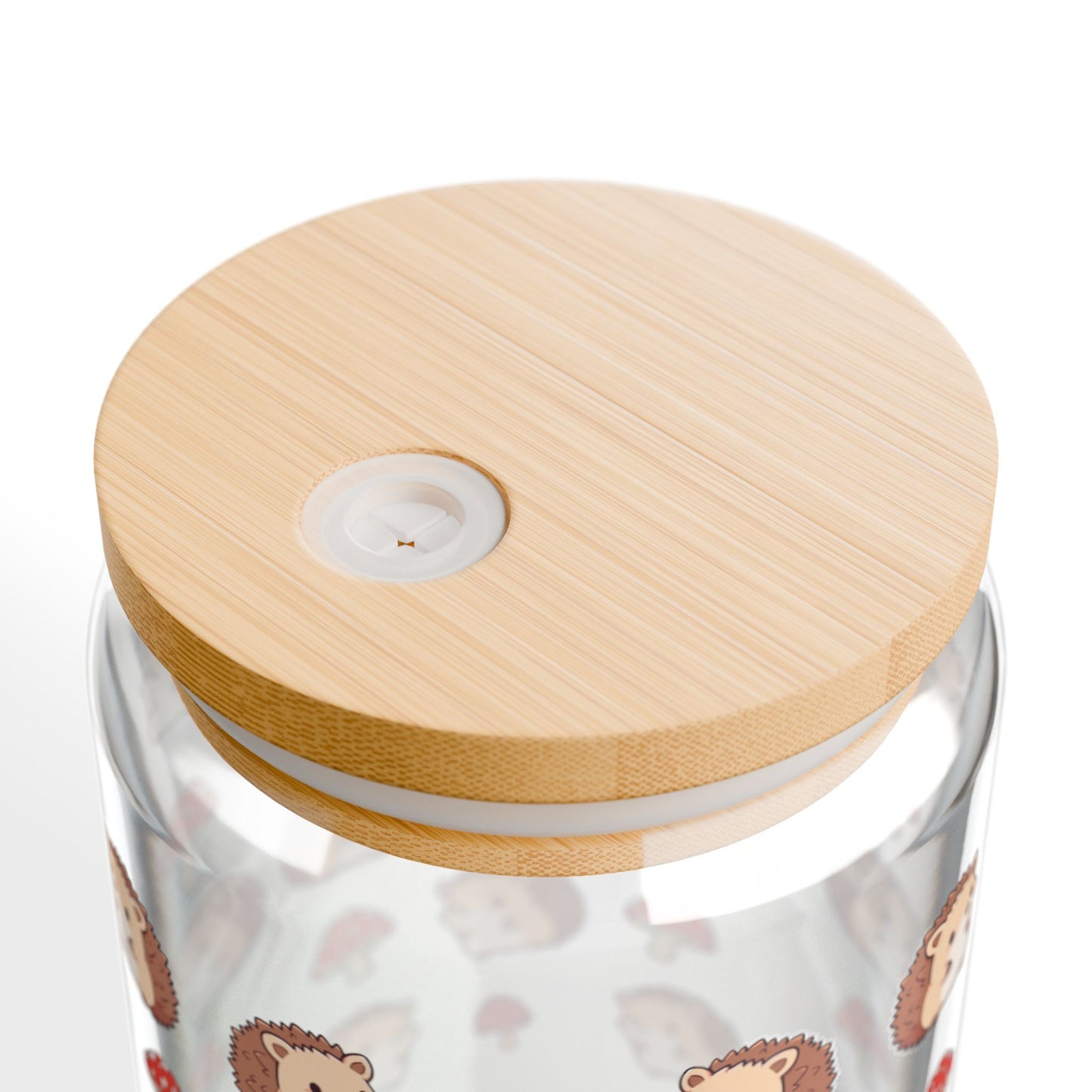 Cute Whimsical Hedgehog Sipper Glass 16oz Eco-Friendly Straw Jar