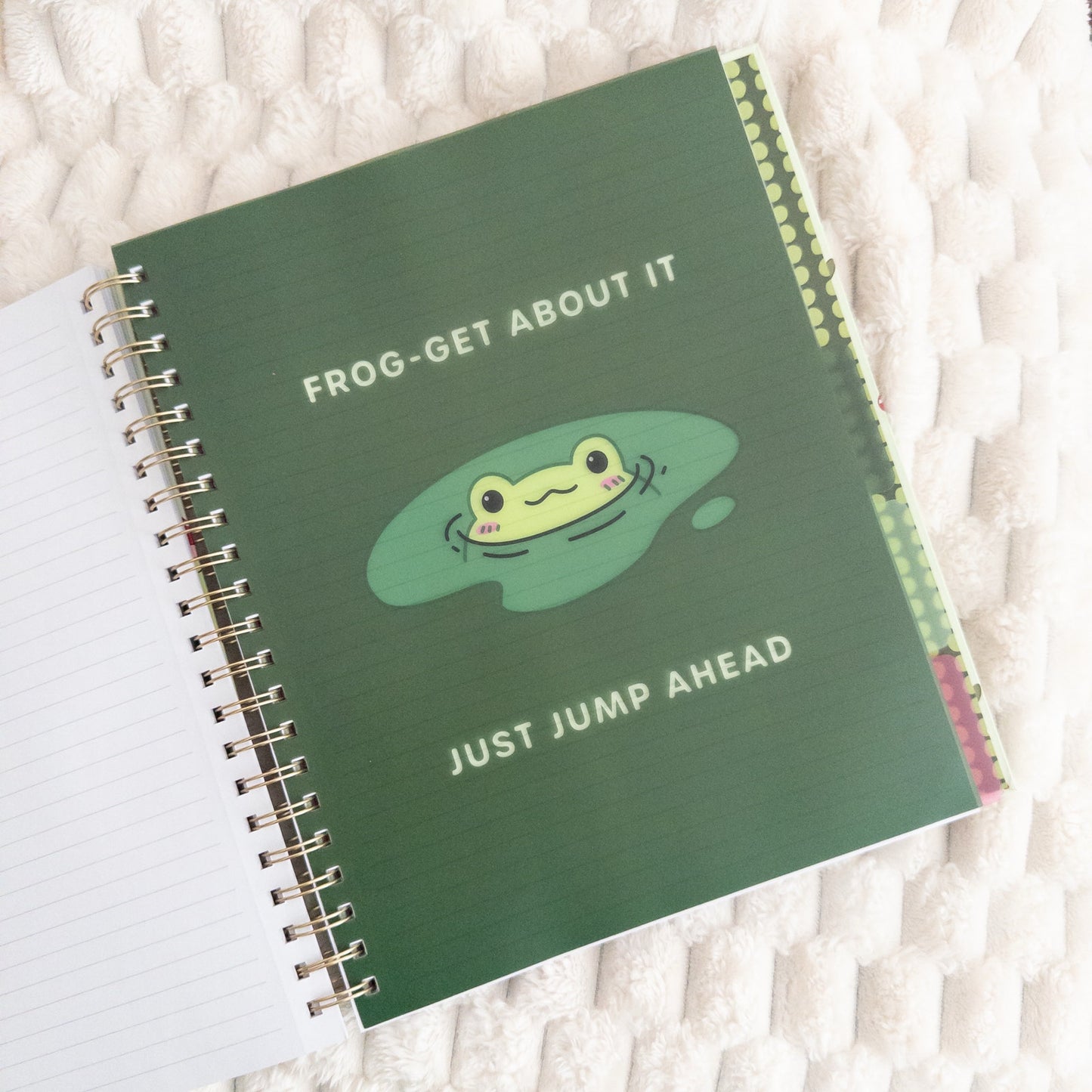 Frog and Mushroom Themed Lined Paper Spiral Notebook Journal Hardcover
