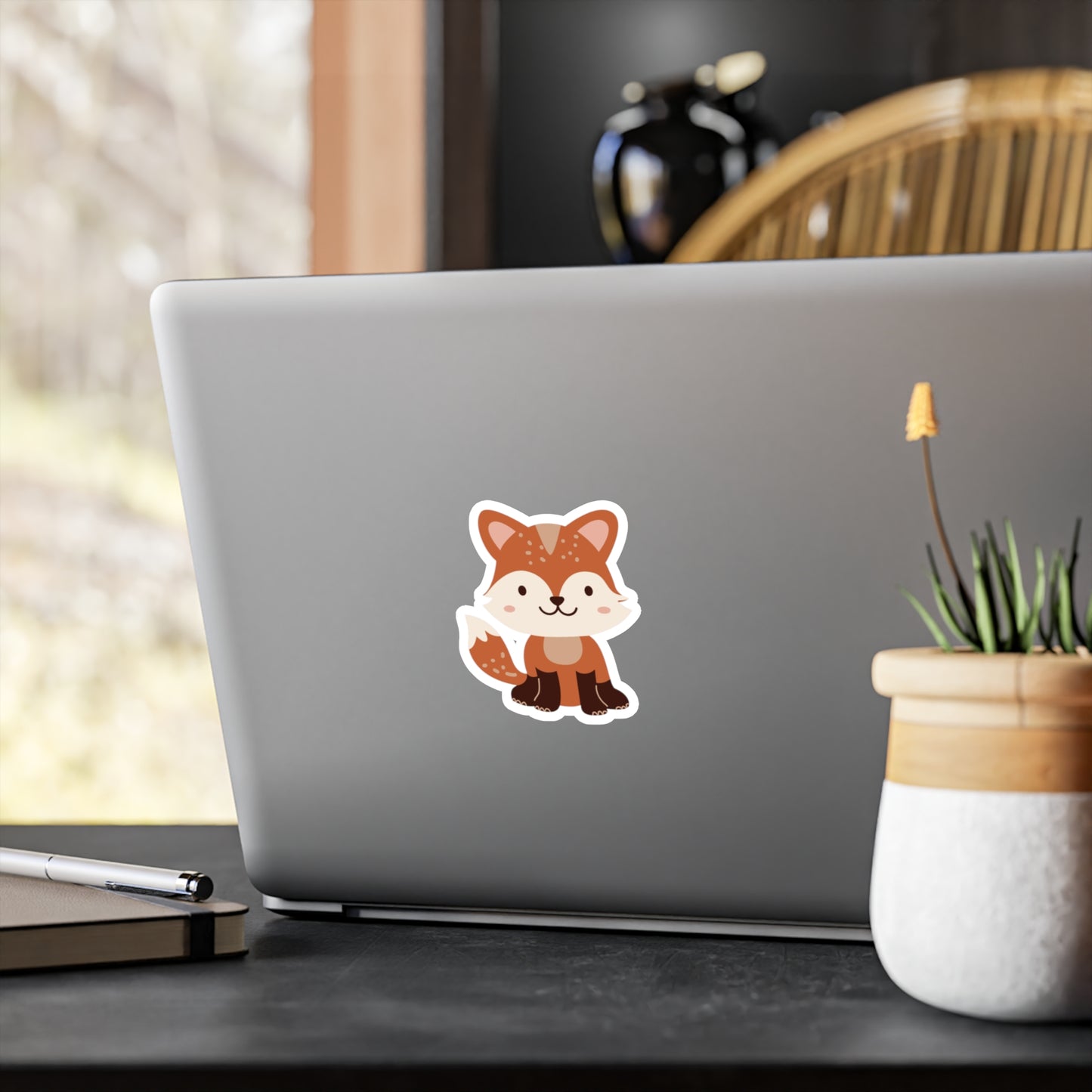 Adorable Fox Kiss-Cut Vinyl Decals, Cute Animal Stickers for Kids, Stylish Laptop Decor, Fun Wall Art, Ideal for Gift Ideas