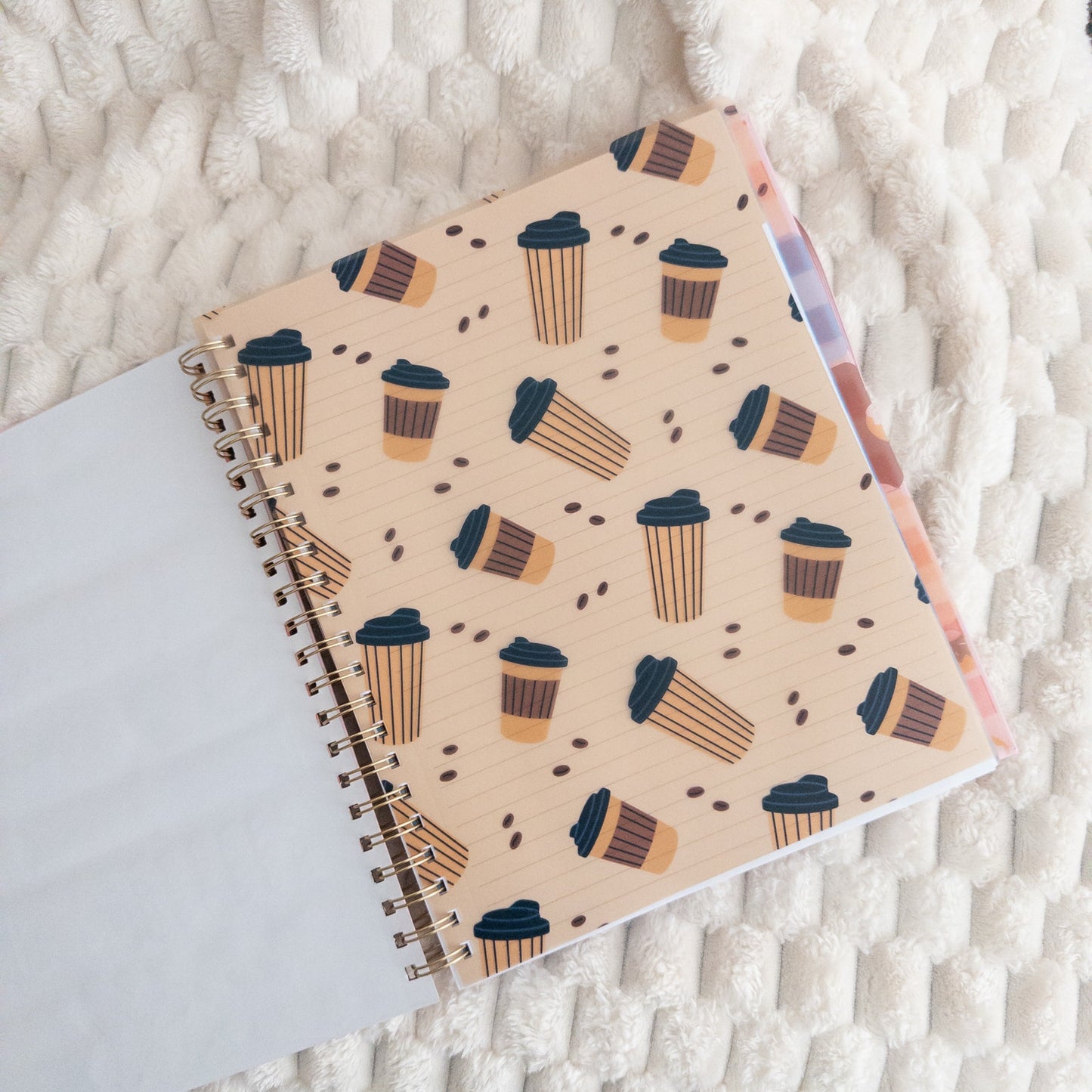 Cafe Themed Lined Paper Spiral Notebook Journal Hardcover
