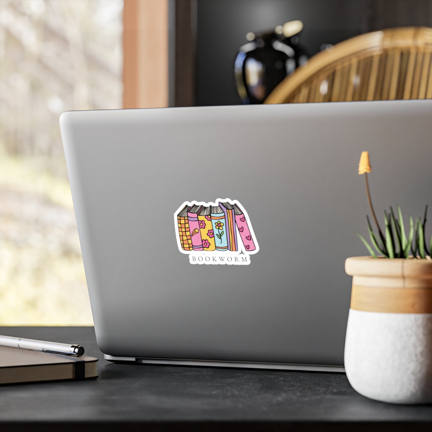 Bookworm Vinyl Decals - Cute Decor for Readers, Bookish Gifts, Laptop Stickers, Planner Accessories