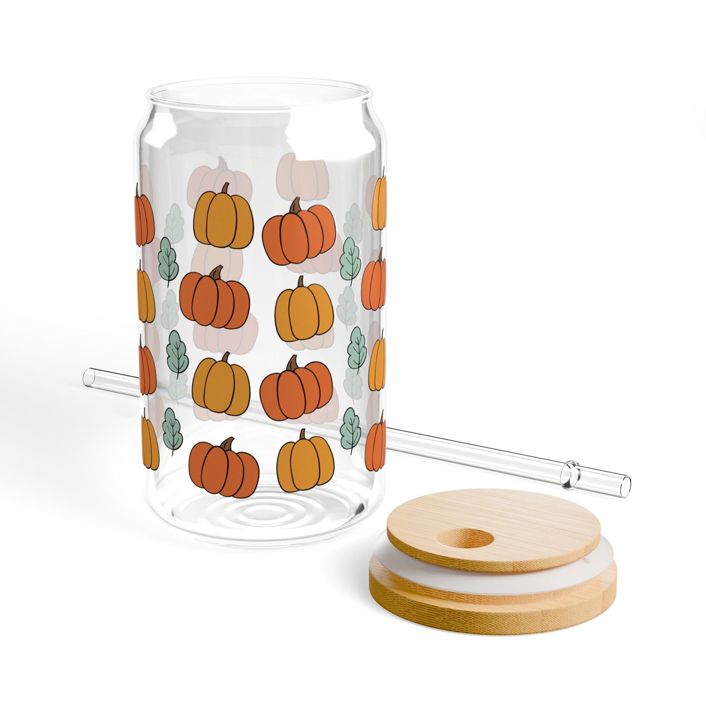 Pumpkin-Themed Sipper Glass Eco-Friendly Jar