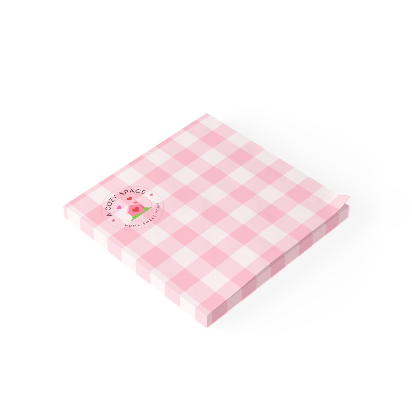 A Cozy Space Home Sweet Home Note Pads in Pink Gingham