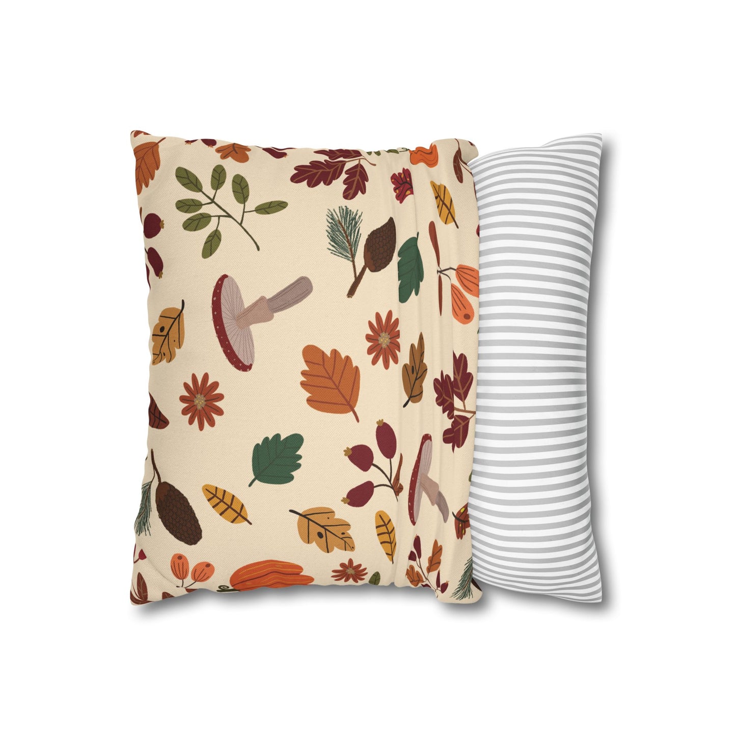 Autumn Leaves Pillowcase - Cozy Home Decor, Fall Accent, Throw Pillows, Seasonal Home Gift, Mushroom Design