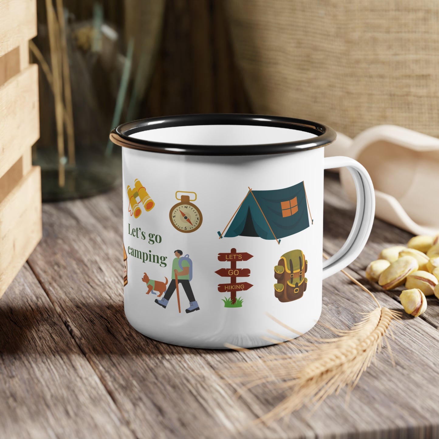 Let's Go Camping Enamel Camp Adventure Travel Coffee Mug