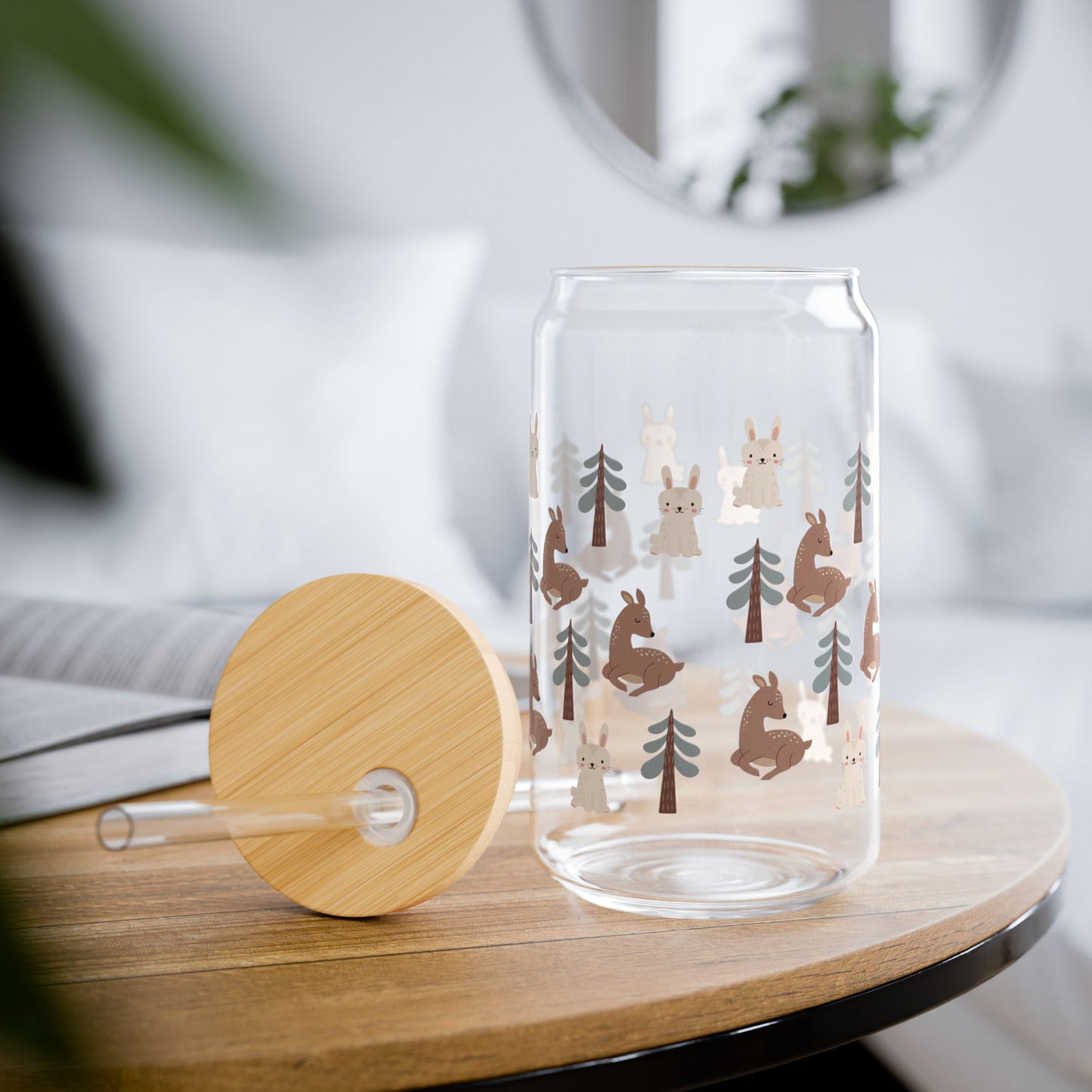 Nature-Inspired Sipper Glass, Eco-Friendly Drinkware, Forest-Themed Glass, Camping Gift, Outdoor Party Decor, Nature Lover's Gift