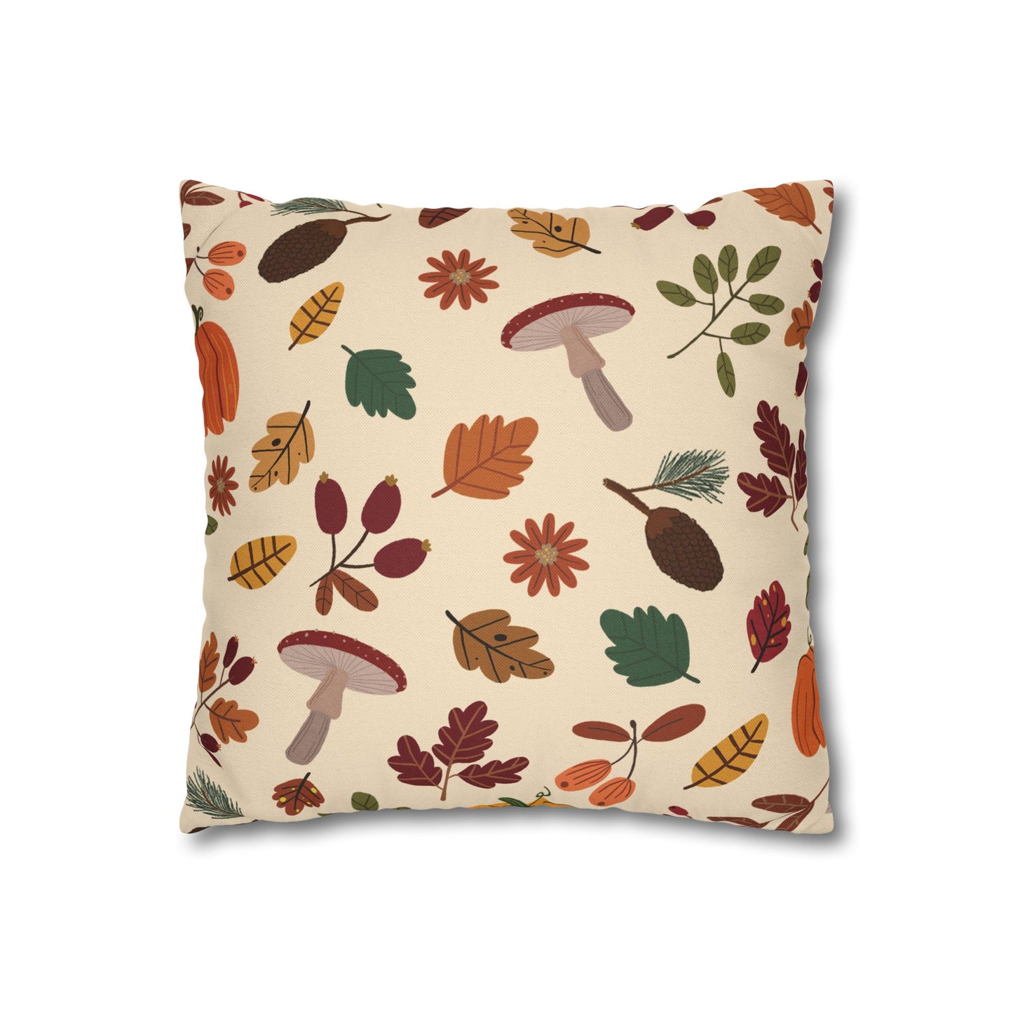 Autumn Leaves Pillowcase - Cozy Home Decor, Fall Accent, Throw Pillows, Seasonal Home Gift, Mushroom Design