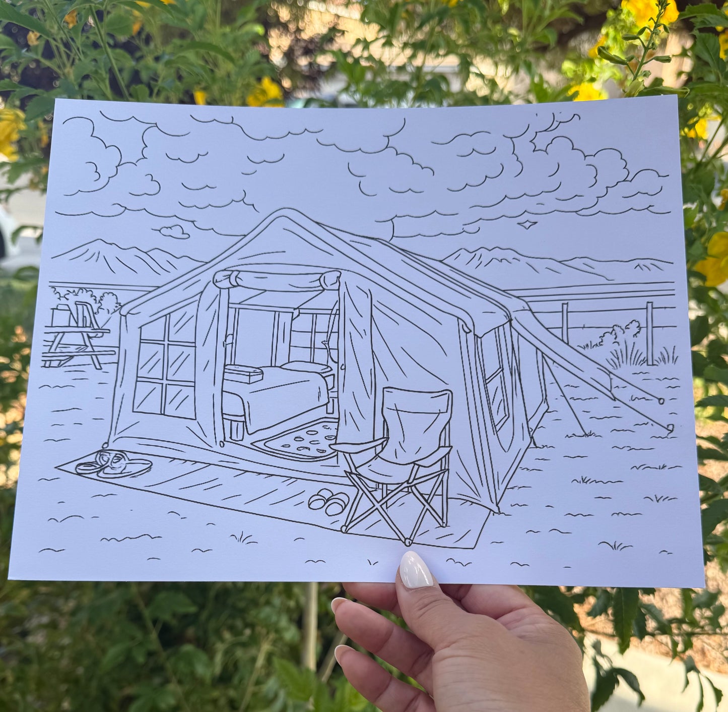 Camping Coloring Page Digital Download Printable