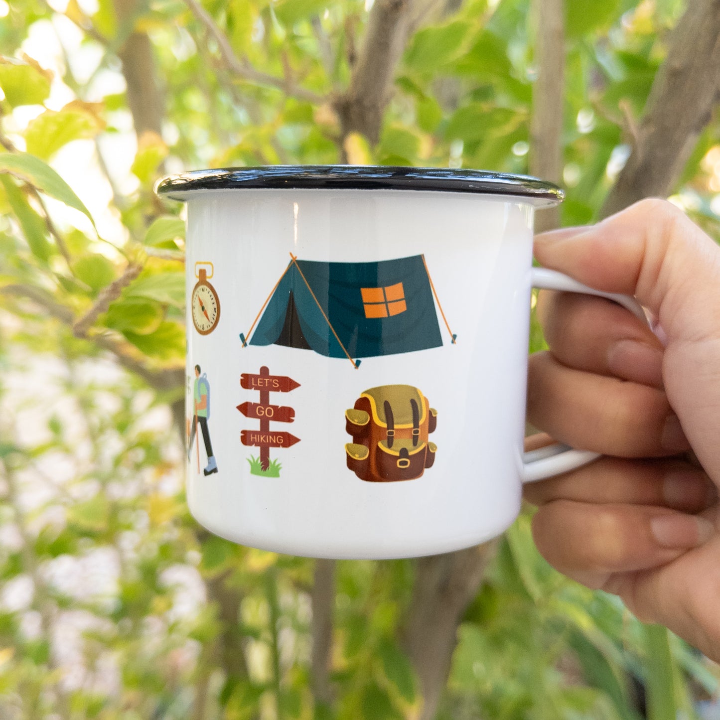 Let's Go Camping Enamel Camp Adventure Travel Coffee Mug