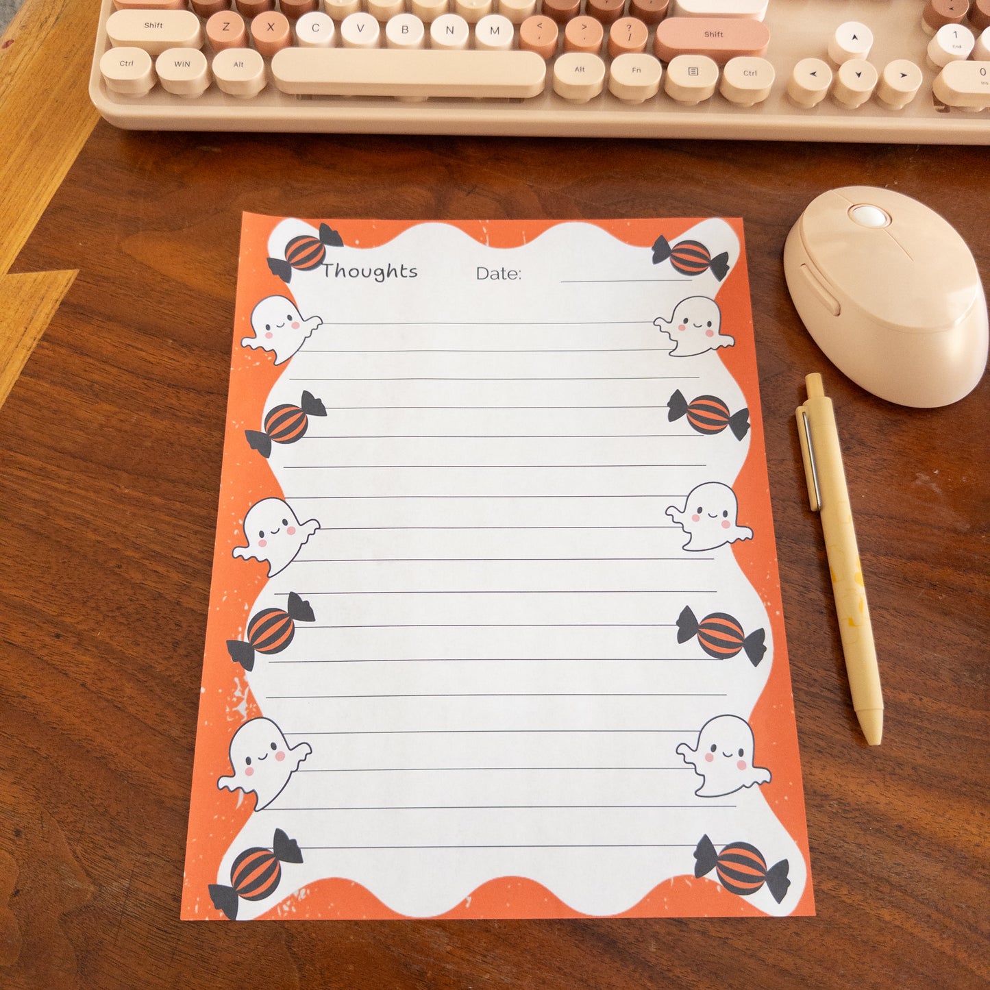 Halloween Ghost & Candy Printable Notes, Thoughts, Journal