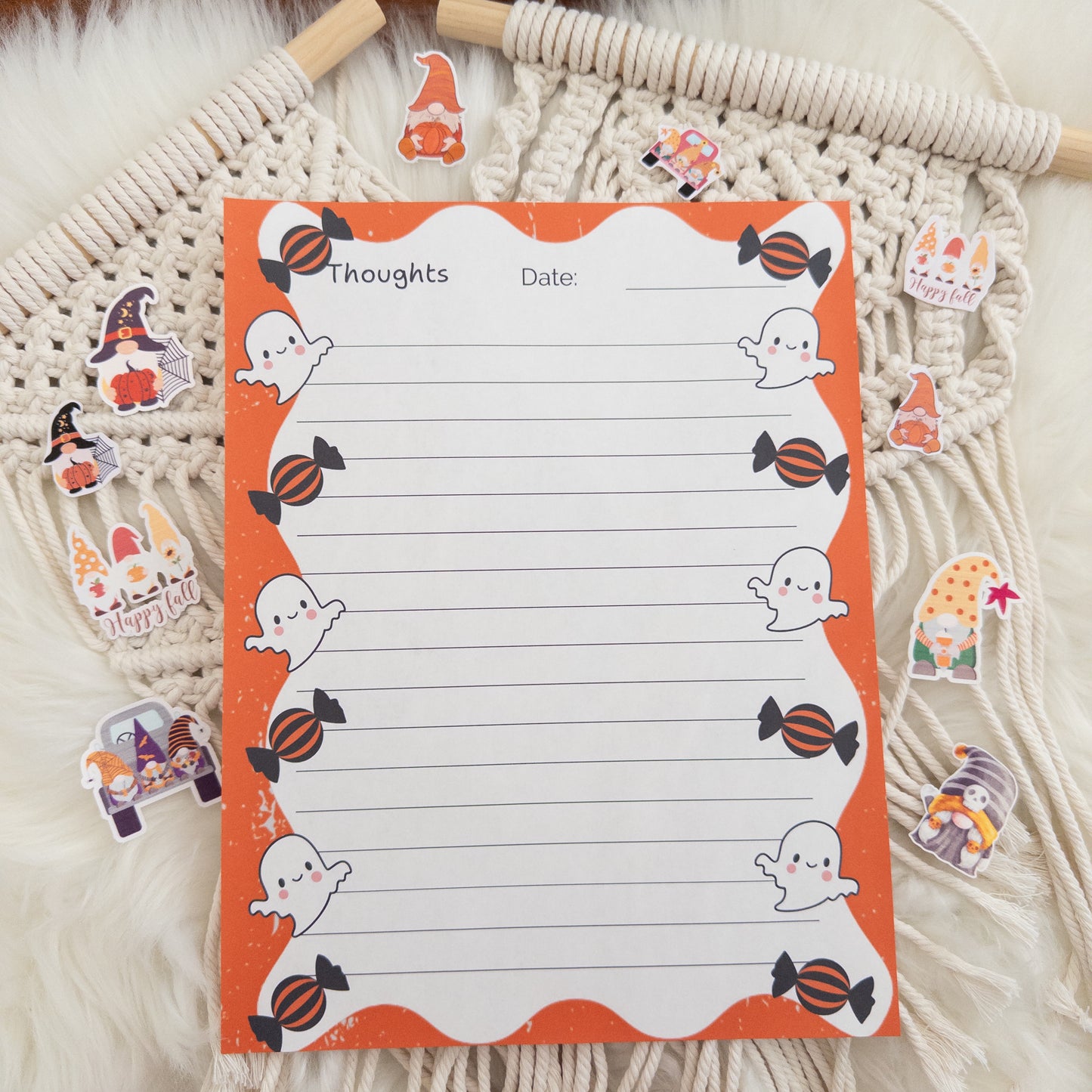 Halloween Ghost & Candy Printable Notes, Thoughts, Journal