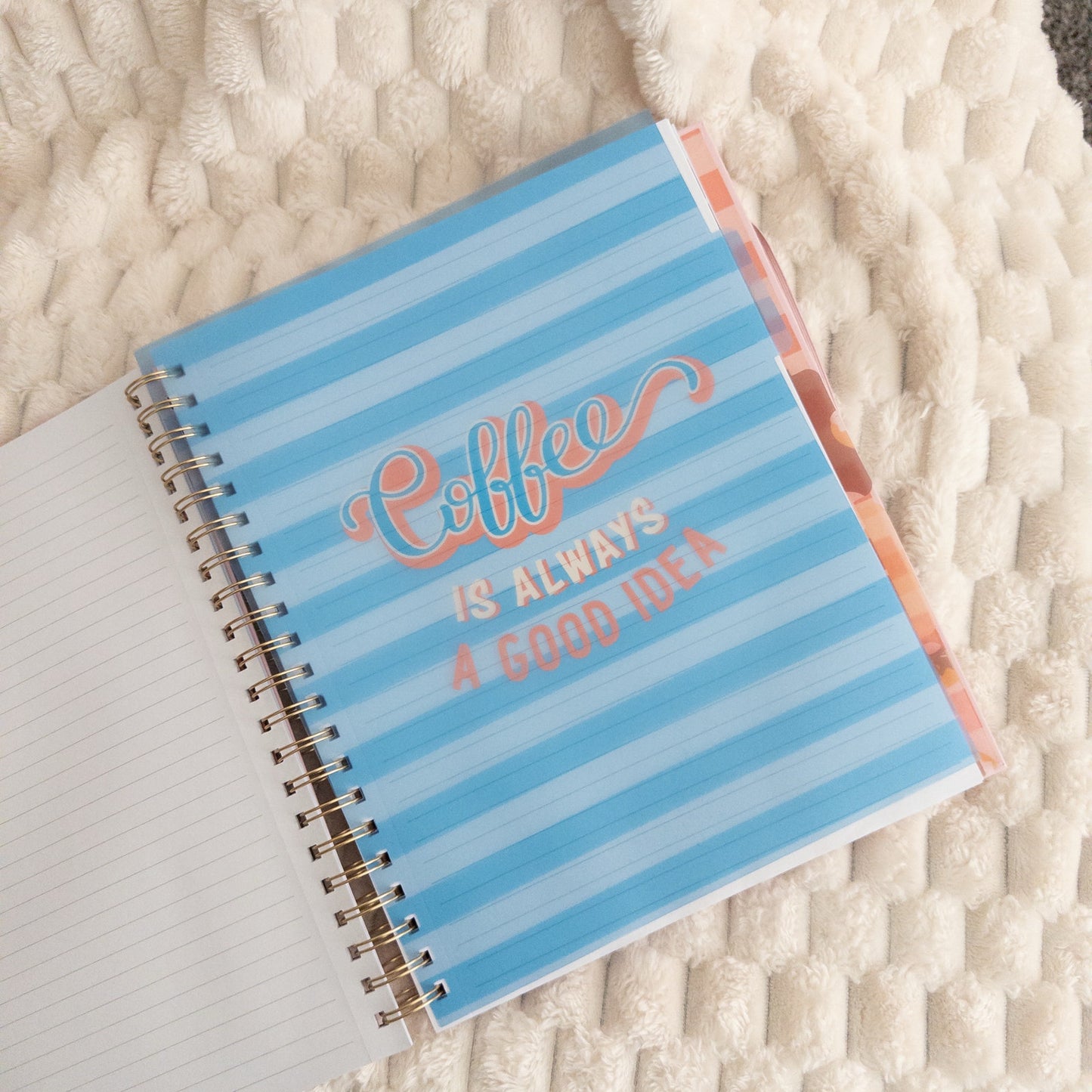 Cafe Themed Lined Paper Spiral Notebook Journal Hardcover