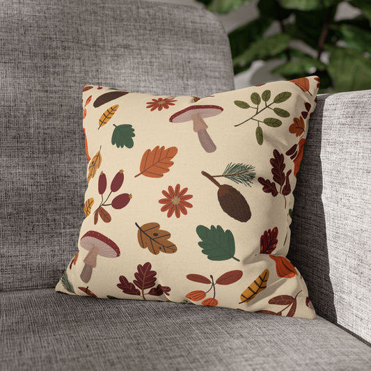 Autumn Leaves Pillowcase - Cozy Home Decor, Fall Accent, Throw Pillows, Seasonal Home Gift, Mushroom Design