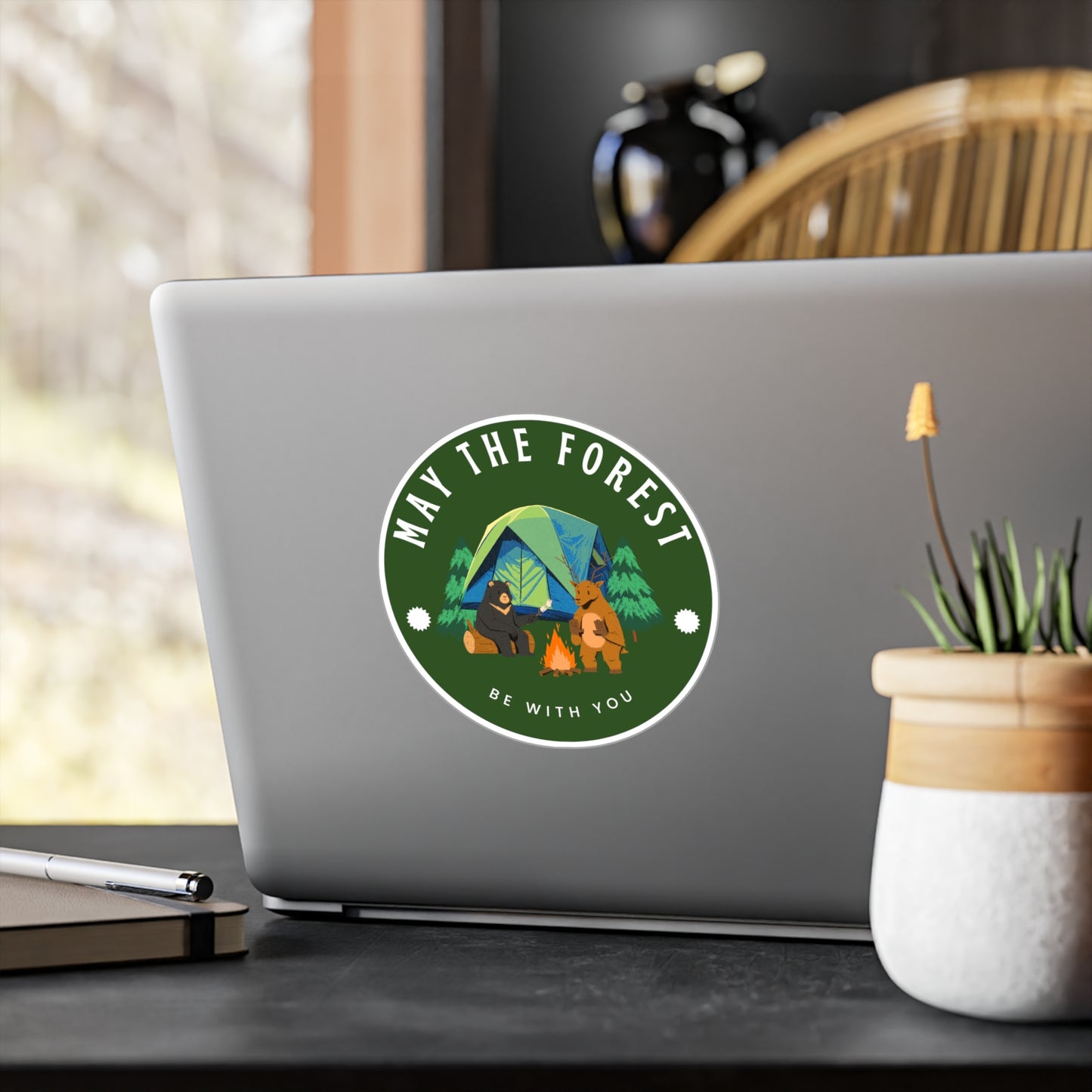 May The Forest Be With You Nature-Inspired Kiss-Cut Vinyl Decals, Forest Adventure Sticker for Outdoor Lovers