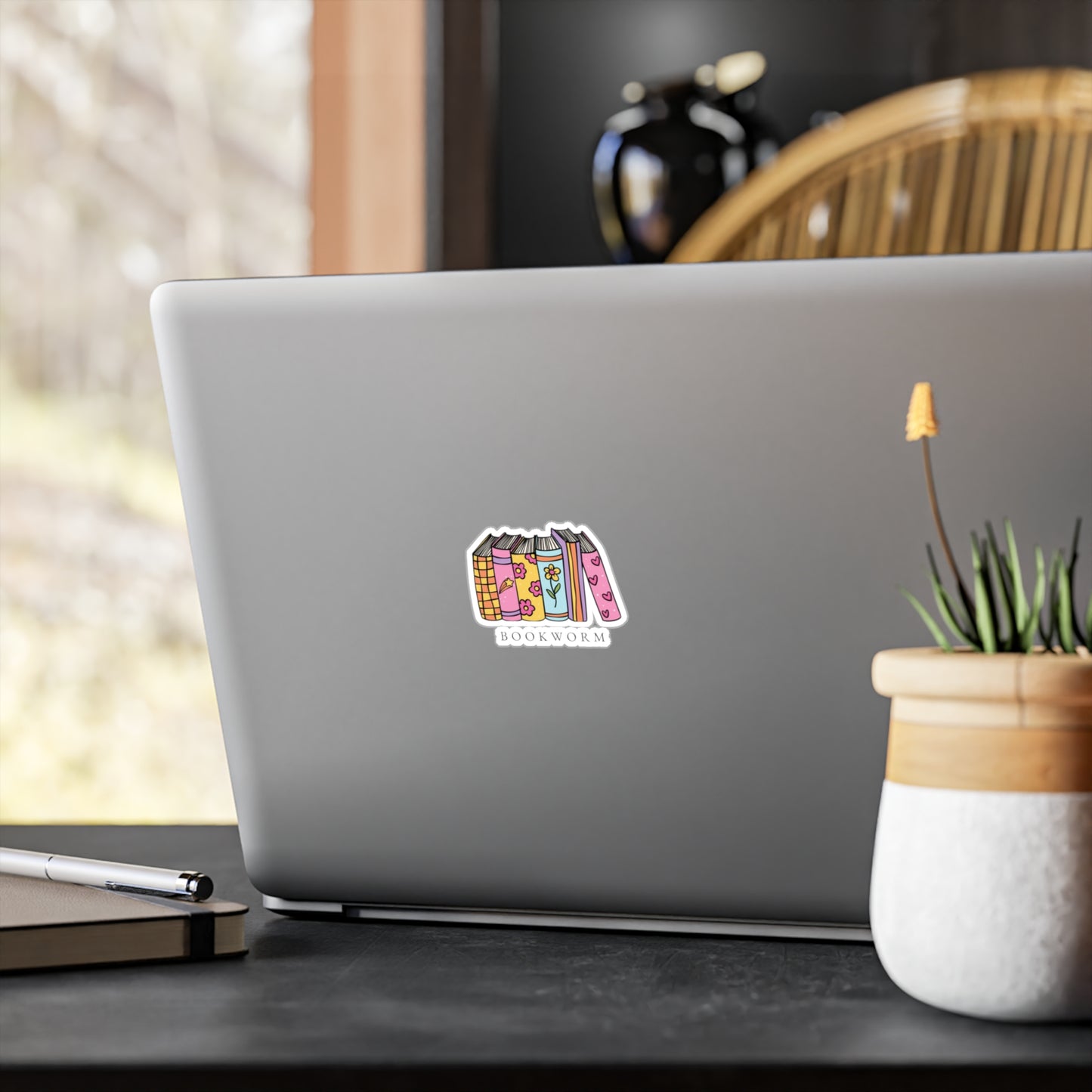Bookworm Vinyl Decals - Cute Decor for Readers, Bookish Gifts, Laptop Stickers, Planner Accessories