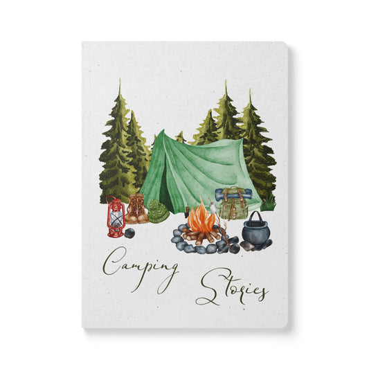Camping Stories Softcover Journal | Hiking, Writing, Nature Lover, Travel Diary, Gift for Adventurers