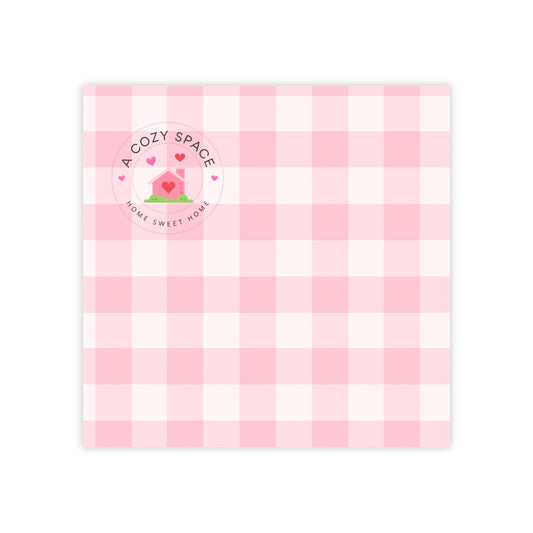 A Cozy Space Home Sweet Home Note Pads in Pink Gingham