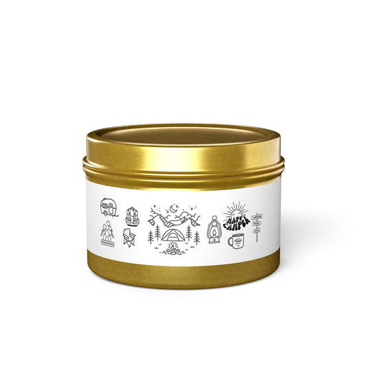 Cozy Camping Tin Candles | Adventure Decor, Gift for Outdoors Lovers, Relaxation, Home Fragrance, Travel Essentials