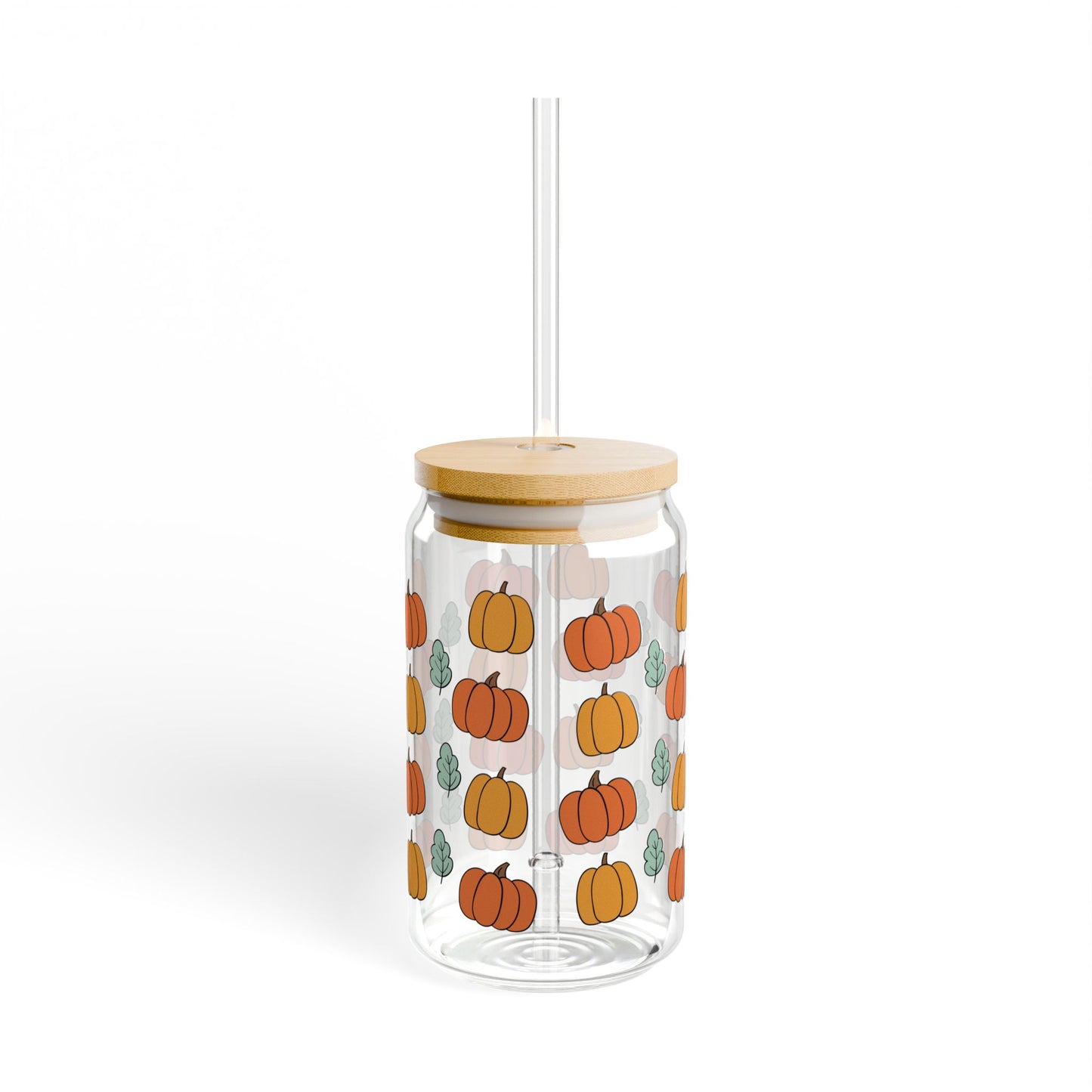 Pumpkin-Themed Sipper Glass Eco-Friendly Jar