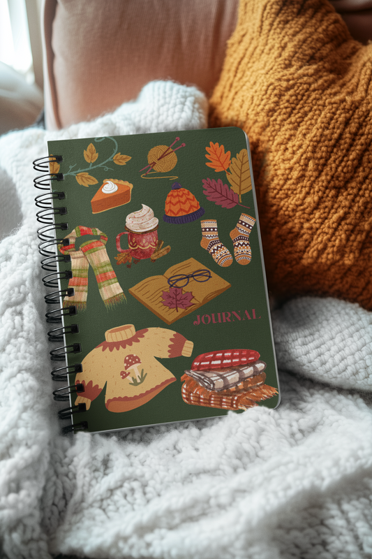 Cozy Autumn Spiral Notebook for Note-taking or Journaling