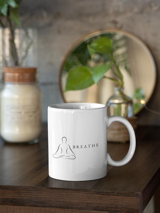 Mindful Meditation Ceramic Mug - Cozy Coffee Cup for Yogis, Self-Care Gift, Inspirational Tea Mug, Relaxation Design, Spiritual Decor
