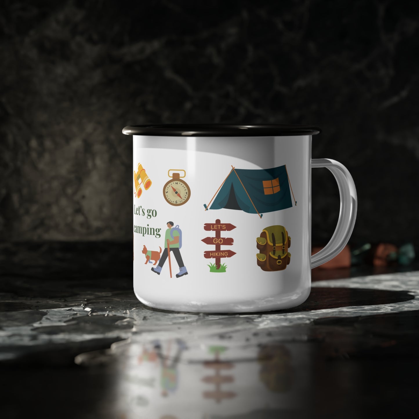 Let's Go Camping Enamel Camp Adventure Travel Coffee Mug