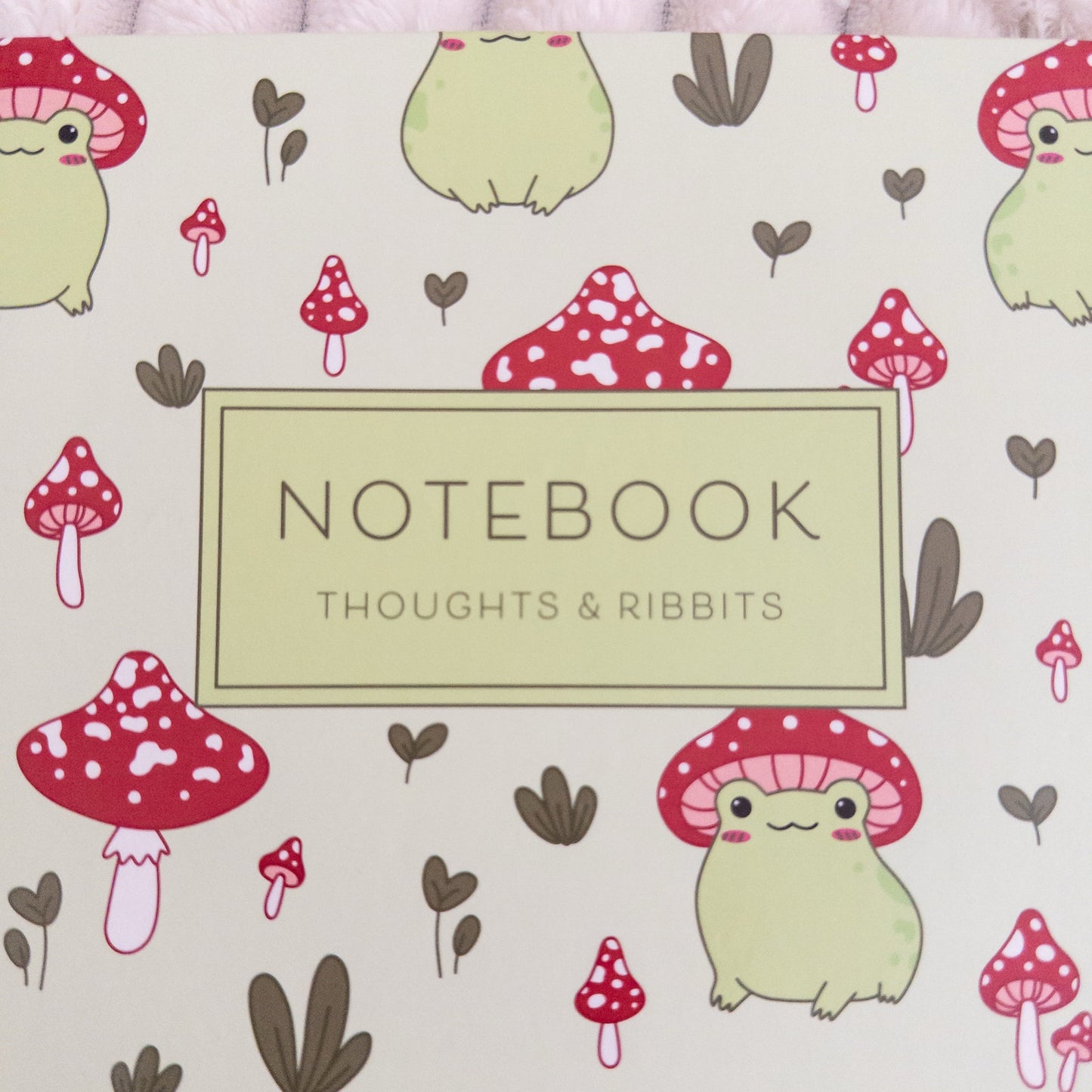 Frog and Mushroom Themed Lined Paper Spiral Notebook Journal Hardcover