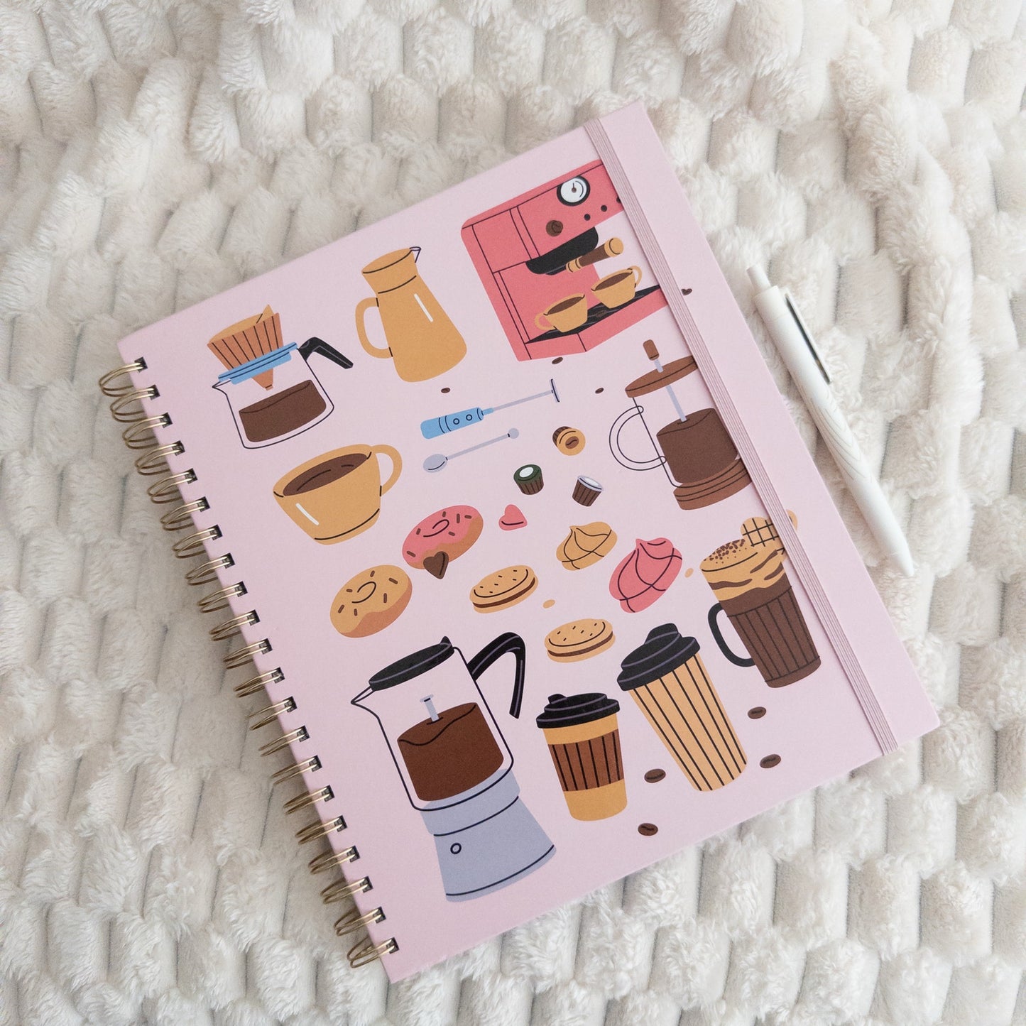 Cafe Themed Lined Paper Spiral Notebook Journal Hardcover