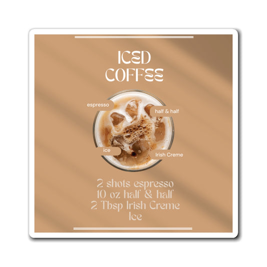 Iced Coffee Recipe Magnet, Kitchen Decor, Gift for Coffee Lovers, Fridge Magnet, Coffee Enthusiast Gift