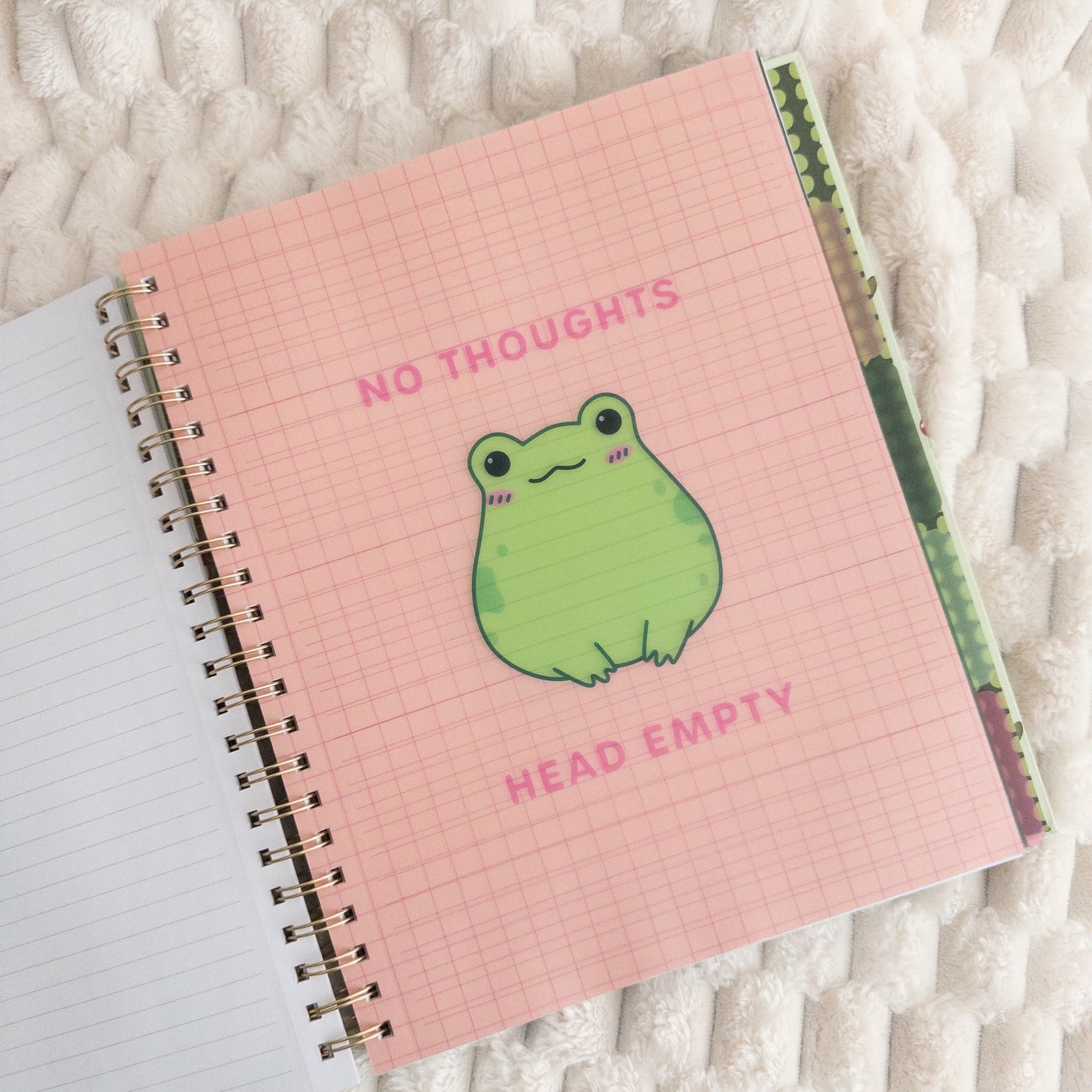Frog and Mushroom Themed Lined Paper Spiral Notebook Journal Hardcover