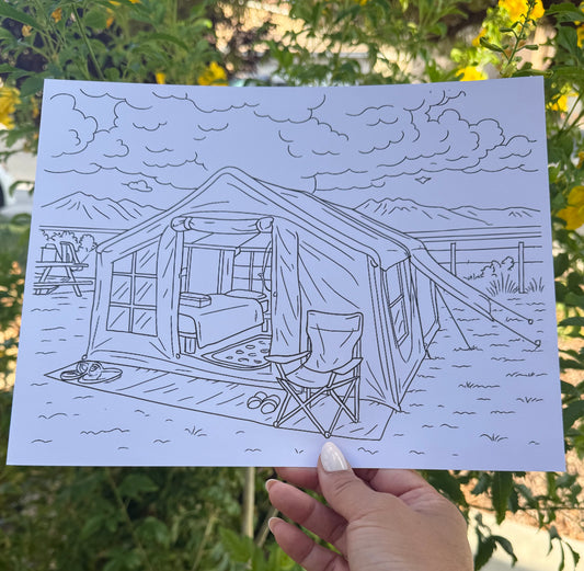 Camping Coloring Page Digital Download Printable
