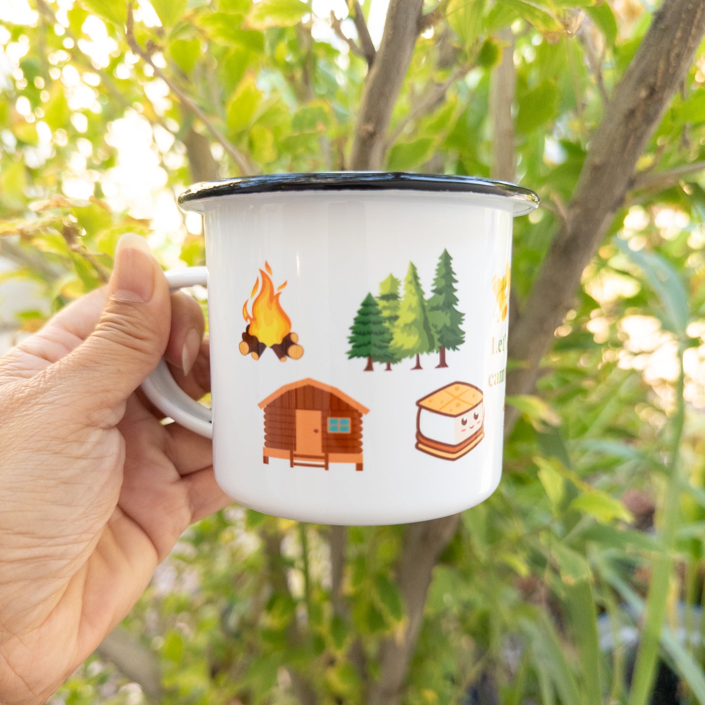 Let's Go Camping Enamel Camp Adventure Travel Coffee Mug