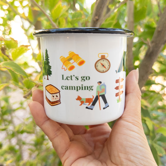 Let's Go Camping Enamel Camp Adventure Travel Coffee Mug