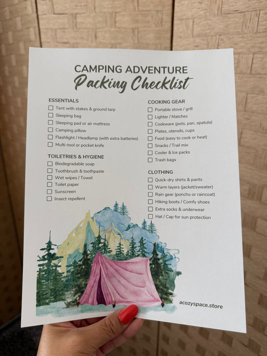 Camping Checklist Essential 4 Page Printable PDF