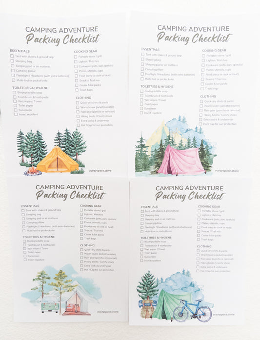 Camping Checklist Essential 4 Page Printable PDF