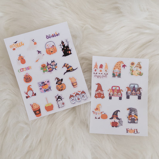 Fall Time Sticker Sheets Gnomes and Halloween