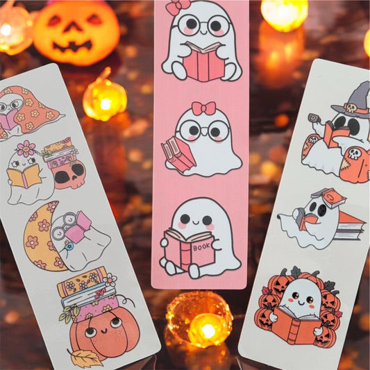 Ghost Reading Books Bookmarks Set of 3